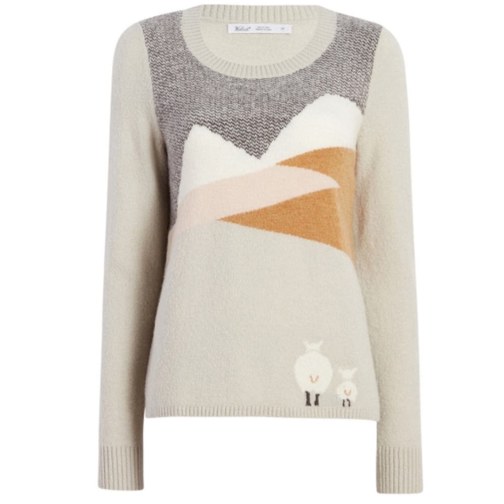 Woolrich Sheep Landscape Motif Wool Sweater Top